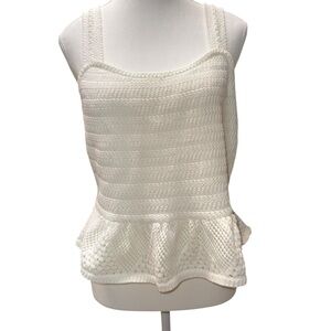 House of Harlow 1960 Cream Knit Peplum Tank Top – Size L – NWT